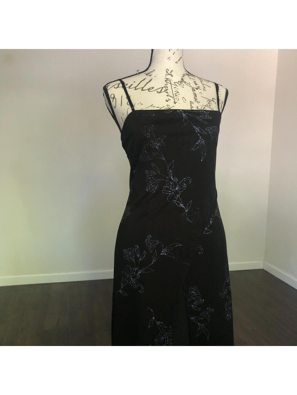 VTG 90s Connected Apparel Dress Floral Gothic Glitter Homecoming Formal Fairy
